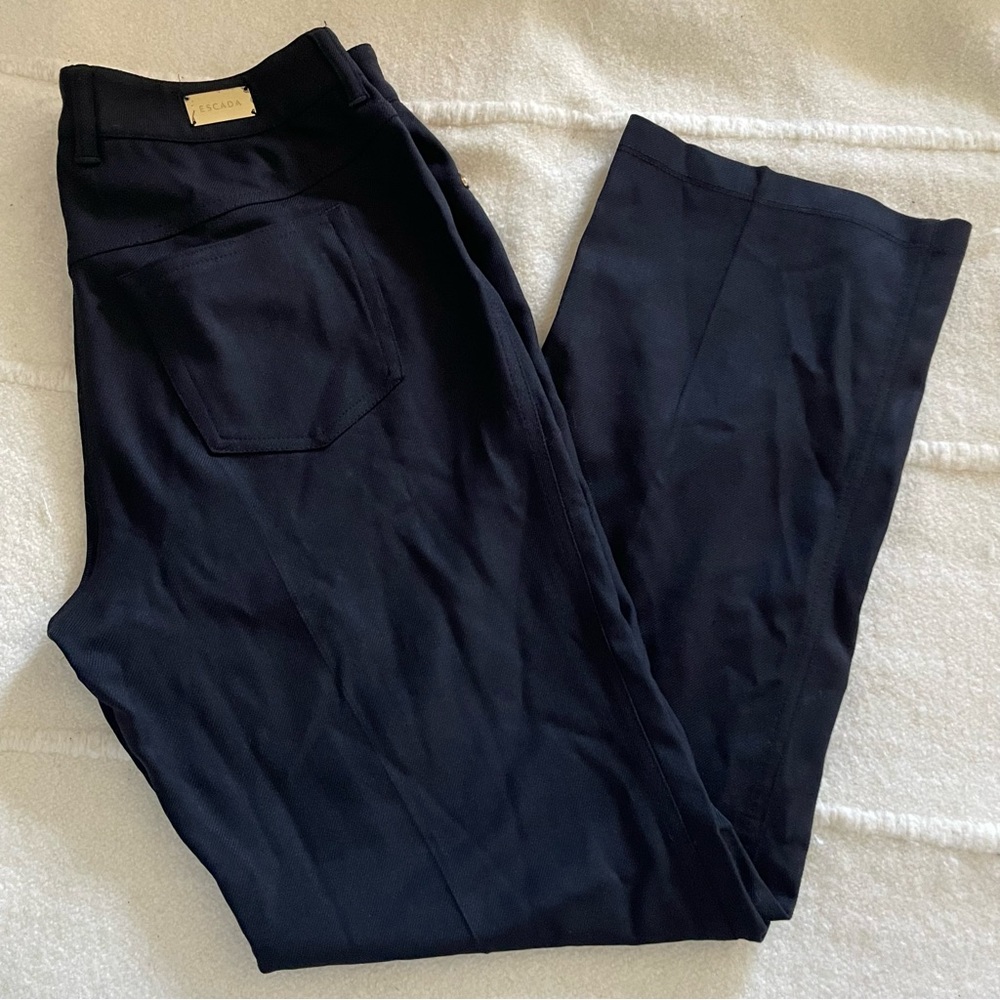 Escada | Black Straight Leg Wool Trousers